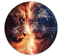 Puzzle rotondo in cartone da 1000 pezzi raffigurante una tigre, per adolescenti e famiglie, perfetto come decorazione fai da te e come sfida per il cervello (dimensioni 67,5x67,5 cm)