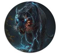 Puzzle rotondo in cartone da 1000 pezzi raffigurante una tigre, per adolescenti e famiglie, perfetto come decorazione fai da te e come sfida per il cervello (dimensioni 67,5x67,5 cm)