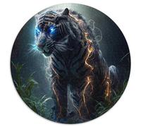 Puzzle rotondo in cartone da 1000 pezzi raffigurante una tigre, per adolescenti e famiglie, perfetto come decorazione fai da te e come sfida per il cervello (dimensioni 67,5x67,5 cm)