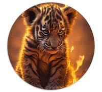 Puzzle rotondo in cartone da 1000 pezzi raffigurante una tigre, per adolescenti e famiglie, perfetto come decorazione fai da te e come sfida per il cervello (dimensioni 67,5x67,5 cm)