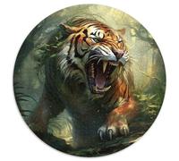 Puzzle rotondo in cartone da 1000 pezzi raffigurante una tigre, per adolescenti e famiglie, perfetto come decorazione fai da te e come sfida per il cervello (dimensioni 67,5x67,5 cm)