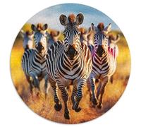 Puzzle rotondo in cartone da 1000 pezzi raffigurante una zebra africana, per adolescenti e famiglie, perfetto come decorazione fai da te e come sfida per il cervello (dimensioni 67,5x67,5 cm)