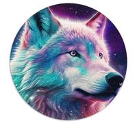 Puzzle rotondo in cartone da 1000 pezzi "Space Wolf" per adolescenti e famiglie, perfetto come decorazione fai da te e come sfida per stimolare la mente (dimensioni 67,5x67,5 cm)