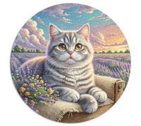 Puzzle rotondo inglese corto argento graduale 1000 pezzi per adulti e bambini animali gatti circolari puzzle creativo unico gioco di sfida 1000 pezzi (67,5 x 67,5 cm)