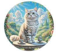 Puzzle rotondo inglese corto argento graduato 1000 pezzi per adulti e bambini animale gatto geometrico divertimento ingranaggio impossibile difficile difficile impegnativo 1000 pezzi (67,5 x 67,5 cm)