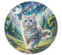 Puzzle rotondo inglese corto argento graduato 1000 pezzi per adulti e bambini animale gatto geometrico divertimento ingranaggio impossibile difficile difficile impegnativo 1000 pezzi (67,5 x 67,5 cm)