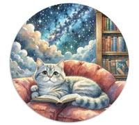 Puzzle rotondo inglese corto argento graduato 1000 pezzi per adulti e bambini animale gatto geometrico divertimento ingranaggio impossibile difficile difficile impegnativo 1000 pezzi (67,5 x 67,5 cm)