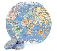 Puzzle Rotondo Mappa del Mondo 1000 Pezzi per Adulti e Bambini - Geografia Regali di Bopster