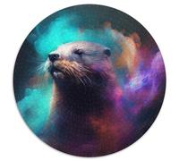 Puzzle rotondo "Otter Nebula" da 1000 pezzi per adulti, design intricato per adolescenti, decorazioni fai da te e divertimento che stimola il cervello, 67,5x67,5 cm.