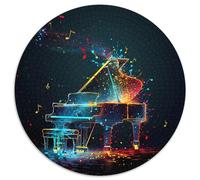 Puzzle rotondo per pianoforte al neon da 1000 pezzi, perfetto per la decorazione della casa e regali, 1000 pezzi (67,5 x 67,5 cm)