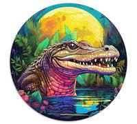 Puzzle rotondo psichedelico da 1000 pezzi con coccodrillo del Nilo, 1000 pezzi per adulti, design intricato per adolescenti, decorazioni fai da te e divertimento che stimola il cervello (67,5x67,5cm)