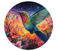 Puzzle rotondo psichedelico da 1000 pezzi con colibrì, 1000 pezzi per adulti, design intricato per adolescenti, decorazioni fai da te e divertimento che stimola il cervello (67,5x67,5cm)