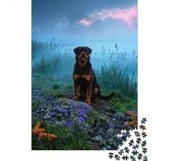 Puzzle Rottweiler 1000 Pezzi Per Bambini E Adulti, Allenamento Per La Mente,gioco Rilassante Puzzles Con Misty Grass, Regalo Compleanno 52x38cm/1000pcs