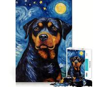 Puzzle Rottweiler Notte Stellata 1000 Pezzi per Adolescenti Giocattolo Pure Logic Delicato Relax Taglio Pulito Opera d'Arte Fine (38x52cm)