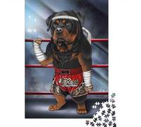 Puzzle Rottweiler Pugile Campione Ring, 1000 pezzi carta riciclata unisex, puzzle estremamente difficile e stimolante 38x26cm/1000pcs
