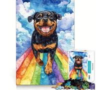 Puzzle Rottweiler sul Ponte dell'Arcobaleno per adulti, 1000 pezzi, migliora la memoria, rilassa la mente, bordo affilato, pezzo da collezione (50x75cm)