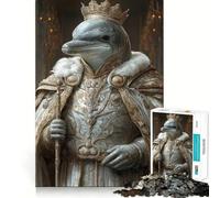 Puzzle Royal Dolphin per ragazzi, 1000 pezzi, immagine di richiamo, divertente e rilassante, decorazione murale con ritagli nitidi (38x26cm)
