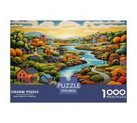 Puzzle Rural Town A 1000 Pezzi, Puzzle Colorful Pastoral Illustration Adulti, Gioco Diabilità Impossibile Gioco Intellettivo Familiare Idea Regalo Uomo E Donna 38x26cm/1000pcs