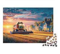 Puzzle Rural Tractor Scene 1000 Pezzi Rural Sunset Scene - Giochi Educativi E Decorazione Casa, Divertente Sfida, Per Adulti 52x38cm/1000pcs