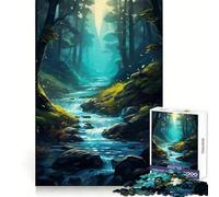 Puzzle "Ruscello nel bosco" da 1000 pezzi per ragazzi, gioco di logica semplice, svago facile, taglio perfetto, regalo di compleanno 38x52cm
