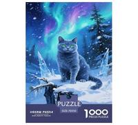 Puzzle Russian Blue Cat Composto Da 1000 Pezzi, Puzzle Aurora Night Scene Adulti, Gioco Diabilità Impossibile Puzzle Arte Gioco Intellettivo Familiare Regali Di Festa 70x50cm/1000pcs