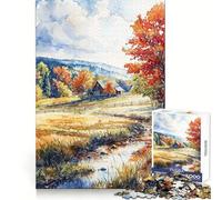 Puzzle rustico autunnale con casetta per ragazzi, 1000 pezzi, gioco per allenare la mente, rilassante, artistico, da assemblare, (38x26cm)