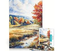 Puzzle rustico autunnale con casetta per ragazzi, 1000 pezzi, gioco per allenare la mente, rilassante, artistico, da assemblare, (38x26cm)
