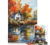 Puzzle rustico autunnale da 1000 pezzi per adulti, gioco di logica intelligente, divertimento casual, bordi lisci, decorazione da parete (38x52cm)