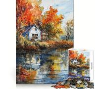 Puzzle rustico autunnale per adolescenti, 1000 pezzi, gioco per allenare la mente, rilassante, artistico, da assemblare, (38x26cm)
