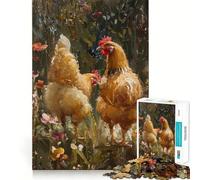 Puzzle rustico con galline in campagna, 1000 pezzi, per adulti, ideale per rafforzare la memoria, per il divertimento di gruppo, con bordi puliti ed elegante (50x75cm)