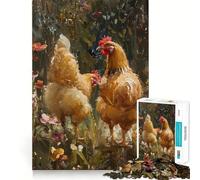 Puzzle rustico con galline in campagna per adulti, 1000 pezzi, gioco di logica, antistress, ritaglio preciso, oggetto da collezione (38x52cm)