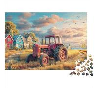 Puzzle rustico con scena trattore,stile paesaggio agricolo vintage,1000 pezzi,robusto cartone antipolvere,incorniciabile,regalo Natale adulti,appassionati puzzle avanzati,52x38 cm/1000 pezzi