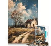 Puzzle rustico da 1000 pezzi per adulti con motivo di baita e strada di campagna, ideale per rafforzare la memoria, divertimento e svago, con bordi di qualità e un regalo elegante (38x26cm)