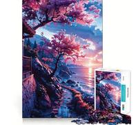 Puzzle Sakura Giappone da 1000 pezzi per ragazzi, gioco di logica fine, facile da usare, bordi precisi, regalo per le festività (38x26cm)