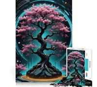 Puzzle Sakura in Neon Lights da 1000 pezzi per ragazzi, gioco di logica, momento di relax, taglio preciso, pezzo da collezione (38x52cm)