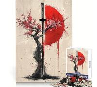 Puzzle Sakura Katana Sole Rosso per adulti, 1000 pezzi, gioco intelligente, rilassante e divertente, da assemblare, regalo prezioso (38x26cm)