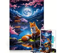 Puzzle Sakura Kitsune Fox per adulti, 1000 pezzi, gioco di logica, antistress, taglio di precisione, regalo per le festività (50x75cm)