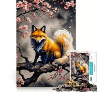 Puzzle Sakura Kitsune Volpe da 1000 pezzi per adolescenti, gioco per esercitare la mente, design rilassante, assemblaggio, regalo prezioso (38x52cm)