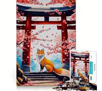 Puzzle Sakura Kitsune Volpe per Adolescenti, 1000 Pezzi, Richiamo, Miglioramento, Calma, Rilassamento, Taglio Chiaro, Collezione Artistica (38x26cm)