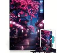Puzzle Sakura Street da 1000 pezzi per adolescenti, gioco di logica puro, rilassante, taglio netto, opera d'arte (38x26cm)