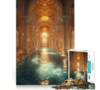 Puzzle "Sala Dorata Opulenta con Fontana" per Adulti, 1000 Pezzi, Richiamo, Miglioramento, Momento di Pace, Taglio Preciso, Lista dei Desideri di Babbo Natale (50x75cm)