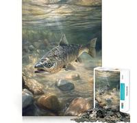 Puzzle Salmone nel fiume per adolescenti, 1000 pezzi, gioco per allenare la mente, rilassante, artistico, da assemblare, (50x75cm)
