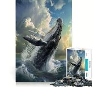 Puzzle Saltate di Balene da 1000 pezzi,gioco cognitivo divertente,taglio di precisione, alleviare lo stress (38x26cm)