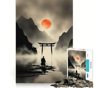 Puzzle "Samurai al cancello Torii con sole nascente" per ragazzi, 1000 pezzi, gioco di abilità mentale, svago leggero, design da assemblare, regalo di alta qualità (38x52cm)