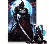 Puzzle Samurai al Chiaro di Luna e Fuoco, 1000 pezzi, per ragazzi, gioco di logica, divertimento e svago, taglio liscio, regalo speciale (50x75cm)