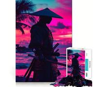 Puzzle Samurai al tramonto, 1000 pezzi, per ragazzi, gioco di logica, divertimento e svago, taglio liscio, regalo speciale (50x75cm)