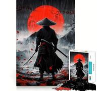 Puzzle Samurai Blood Moon da 1000 pezzi per adulti, gioco di logica fine, per il tempo libero, con bordi definiti, oggetto da collezione (50x75cm)