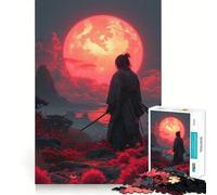 Puzzle Samurai Cherry Moon Giappone da 1000 pezzi per adulti, gioco di logica, attività domestica, taglio liscio, sorpresa di Natale (50x75cm)