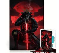 Puzzle Samurai con spada rossa e luna per ragazzi, 1000 pezzi, gioco per allenare la mente, design rilassante, assemblaggio, sorpresa di Natale (38x52cm)