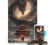 Puzzle Samurai contro Drago da 1000 pezzi per adolescenti, gioco di logica e rilassamento, con bordi sottili, oggetto da collezione (38x52cm)